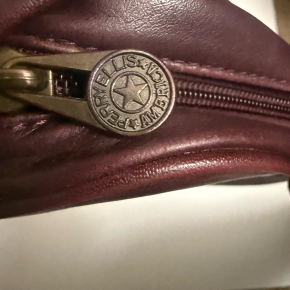 Vintage Perry Ellis America Burgundy and Green leather Crossbody Bag… - Picture 4 of 6